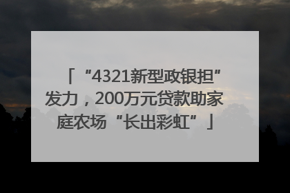 “4321新型政银担”发力，200万元贷款助家庭农场“长出彩虹”