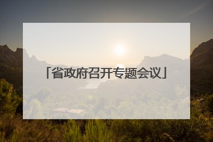 省政府召开专题会议