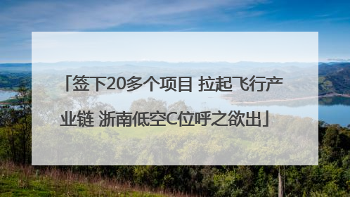 签下20多个项目 拉起飞行产业链 浙南低空C位呼之欲出