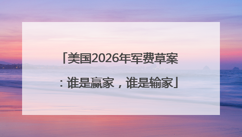 美国2026年军费草案：谁是赢家，谁是输家