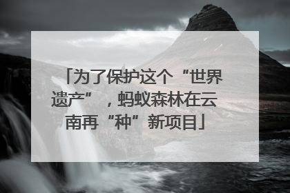 为了保护这个“世界遗产”，蚂蚁森林在云南再“种”新项目
