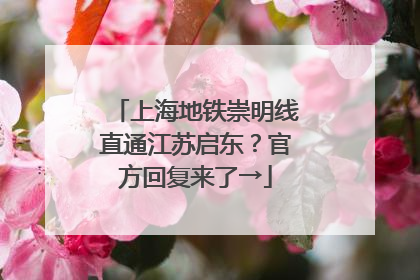 上海地铁崇明线直通江苏启东？官方回复来了→