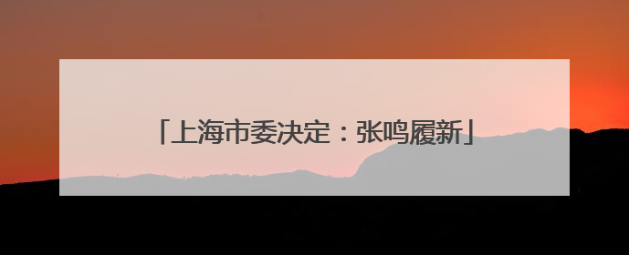 上海市委决定：张鸣履新