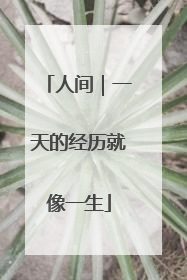 人间｜一天的经历就像一生