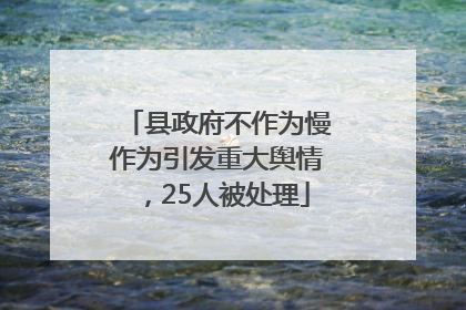 县政府不作为慢作为引发重大舆情，25人被处理