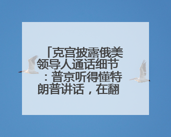 克宫披露俄美领导人通话细节：普京听得懂特朗普讲话，在翻译前就理解了他的意思