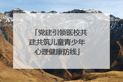 党建引领医校共建共筑儿童青少年心理健康防线