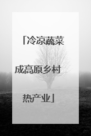 冷凉蔬菜成高原乡村热产业