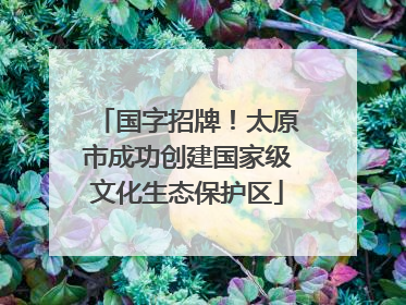 国字招牌！太原市成功创建国家级文化生态保护区