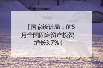 国家统计局：前5月全国固定资产投资增长3.7%
