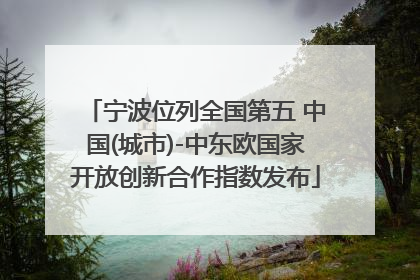宁波位列全国第五 中国(城市)-中东欧国家开放创新合作指数发布