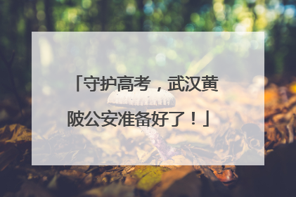 守护高考，武汉黄陂公安准备好了！