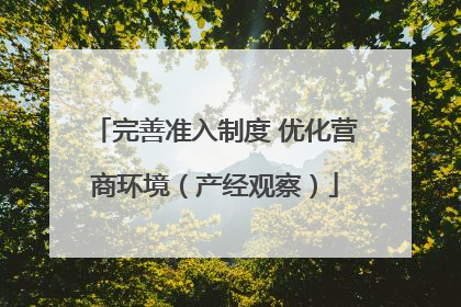 完善准入制度 优化营商环境（产经观察）