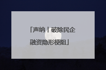 声纳丨破除民企融资隐形梗阻