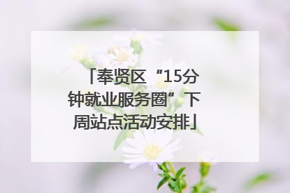 奉贤区“15分钟就业服务圈”下周站点活动安排