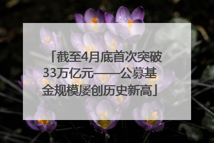 截至4月底首次突破33万亿元——公募基金规模屡创历史新高
