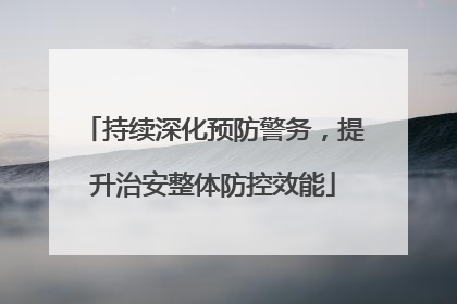 持续深化预防警务，提升治安整体防控效能