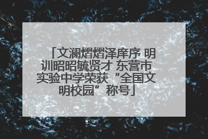 文澜熠熠泽庠序 明训昭昭毓贤才 东营市实验中学荣获“全国文明校园”称号