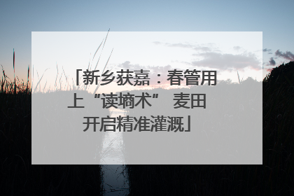 新乡获嘉：春管用上“读墒术” 麦田开启精准灌溉