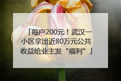 每户200元！武汉一小区拿出近80万元公共收益给业主发“福利”