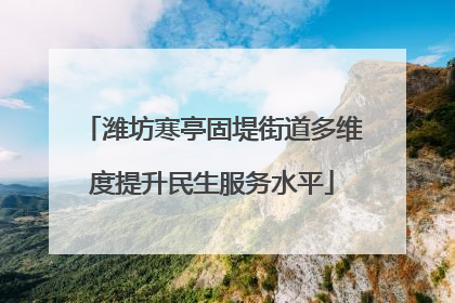 潍坊寒亭固堤街道多维度提升民生服务水平