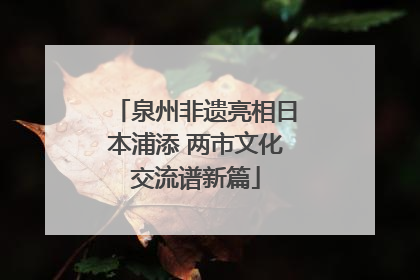 泉州非遗亮相日本浦添 两市文化交流谱新篇