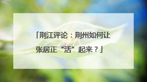 荆江评论：荆州如何让张居正“活”起来？