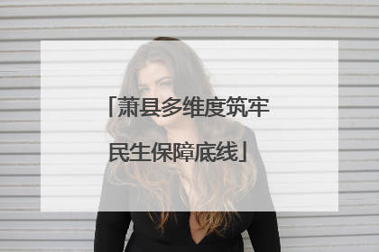 萧县多维度筑牢民生保障底线