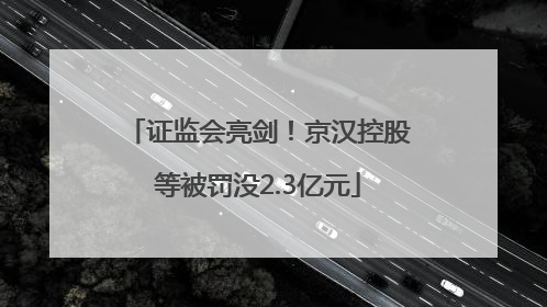 证监会亮剑！京汉控股等被罚没2.3亿元