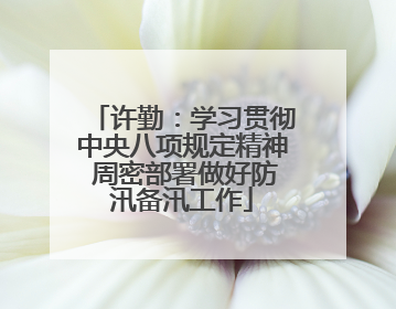 许勤：学习贯彻中央八项规定精神 周密部署做好防汛备汛工作