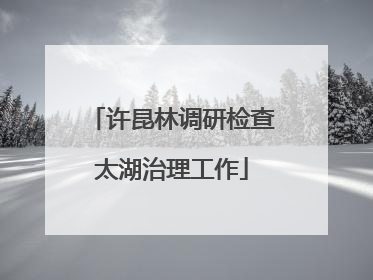 许昆林调研检查太湖治理工作