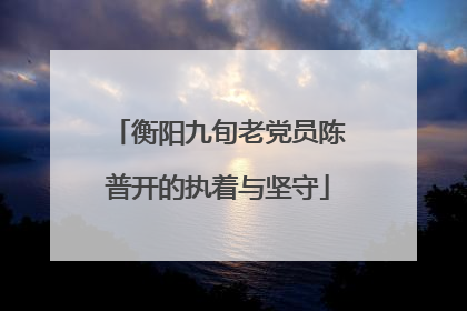 衡阳九旬老党员陈普开的执着与坚守