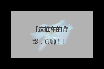 这推车的背影，真帅！