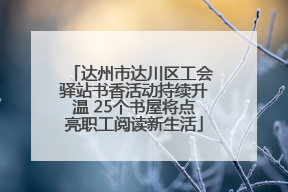 达州市达川区工会驿站书香活动持续升温 25个书屋将点亮职工阅读新生活