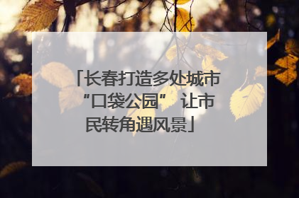 长春打造多处城市“口袋公园” 让市民转角遇风景