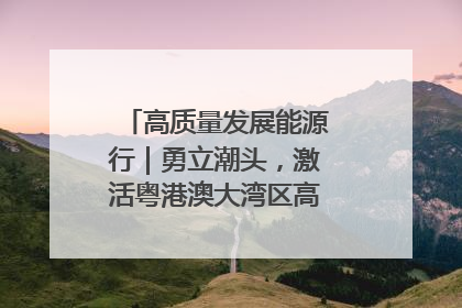 高质量发展能源行｜勇立潮头，激活粤港澳大湾区高质量发展动力源