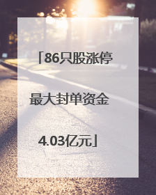 86只股涨停 最大封单资金4.03亿元